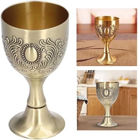 Hapivida Metal Embossed Wine Cups,Vintage Chalice Goblet, Zinc Alloy Engraving Embossed Flower Wine Cup for Drink Coffee, Beer, Whiskey, Milk, Cocoa, Cocktail