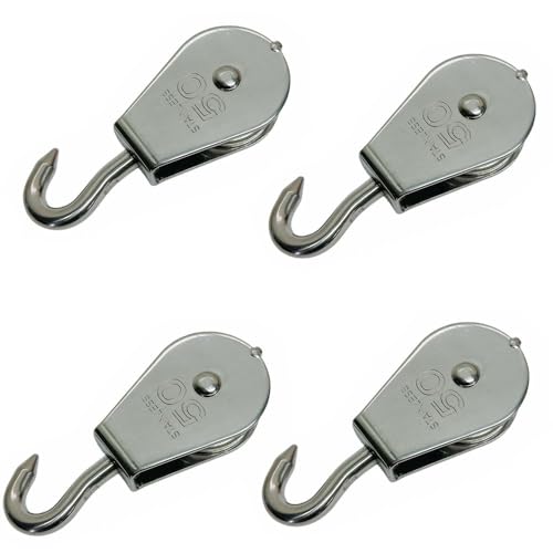 4 Pcs Marine T316 Stainless Steel 2'' Hook Swivel Block Lifting Rigging Pulley
