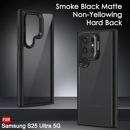 Image of TheGiftKart Hybrid Matte Frosted Back Cover Case for Samsung Galaxy S25 Ultra 5G | Built-in Stand | Shockproof Hard Case Cover for Samsung S25 Ultra (PC & TPU, Translucent Black)