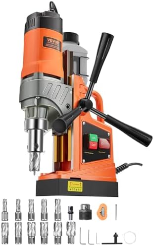 VEVOR Profi Kernbohrmaschine Magnetbohrmaschine Magnetkraft 12500 N, 850 U/min 1450 W Magnetbohrmaschine 40 mm Max. Bohrdurchmesser, Magnetkernbohrsystem für Schiffsbau, Brückenbau