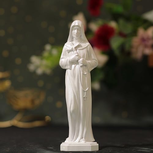 7.9 Inches Saint Rita Wooden Statue- Pearl White Finish Catholic Saint of Impossible Causes Handmade Christian Gift Religious Home Decor Patron Saint