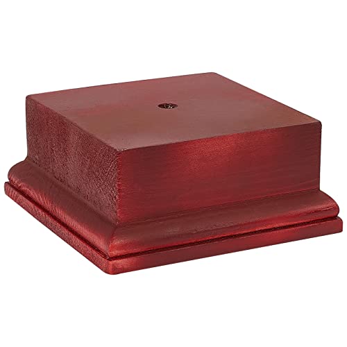 AHANDMAKER Base de visualización cuadrada de madera, base de trofeo de 4.5 x 4.5 x 1.96 pulgadas, base decorativa para decoración del hogar, rojo oscuro
