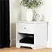 South Shore Vito 1-Drawer Nightstand, Pure White with Matte Nickel Handles