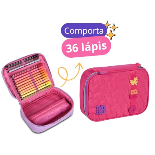 Kit Mochila Escolar Rebecca Rodinhas com Lancheira e Estojo Box RB Original (ROSA)