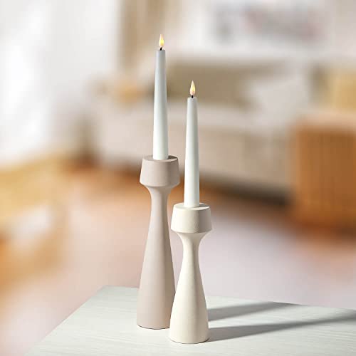 Tall Modern Candle Holders For Taper Candlesticks - Set Of 2, Chic Matte Finish, 7 And 9 Inch Tall, Neutral Cream, Boho Candle Holders For Spring Home Decor #TOP5