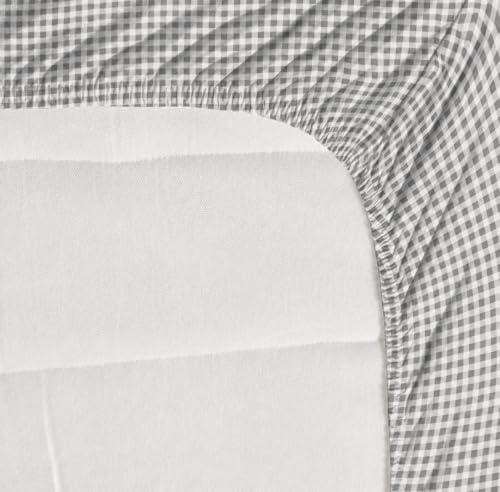 Image of Jashan 210 TC Glace Cotton Checked Design Grey Checked Printed Cotton Bedsheet with Pillow Cover - Soft & Breathable Single Bed Sheet 72x78x10 Inche