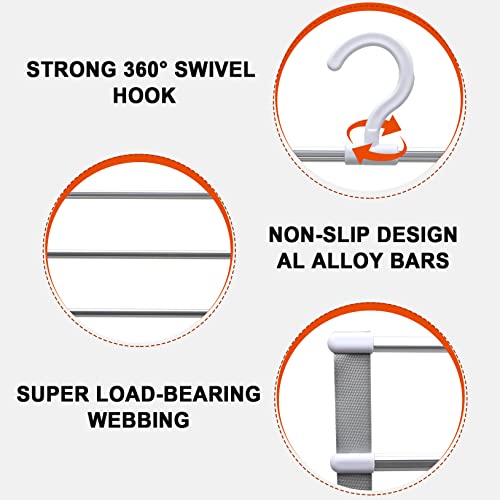 2 Pack Closet-Organizer-Pants-Hangers,Folding Non-Slip-Closet-Organizers-And-Storage,Al Alloy Magic Hangers Space Saving For Travel-Accessories Trousers Scarves Jeans,Home-College-Dorm-Room-Essentials #TOP2