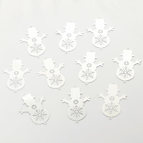 10pcs Silver Snowman Metal Suncatcher Parts Hanging Window Pendant DIY Parts Ornament Parts Hand-Crafts Gifts