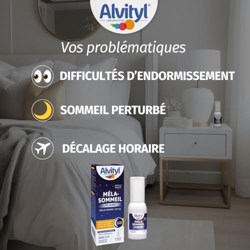 Alvityl Méla-sommeil Flash Spray sublingual pour adults en cas de réveil nocturne 1,85mg mélatonine