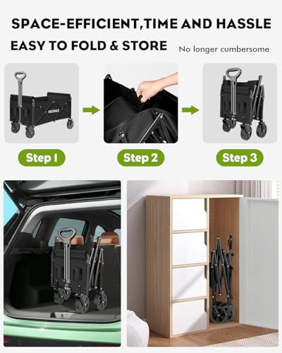 Bollerwagen faltbar Handwagen mit Getränkehalter 100L 100KG Transportwagen Gartenwagen Strandwagen für Alle Gelände Draussen Einkaufen für Garten Camping Festival