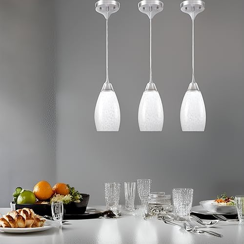 Image of Viinew 3-Pack Glass Pendant Light,Mini Milk White Glass Pendant Light