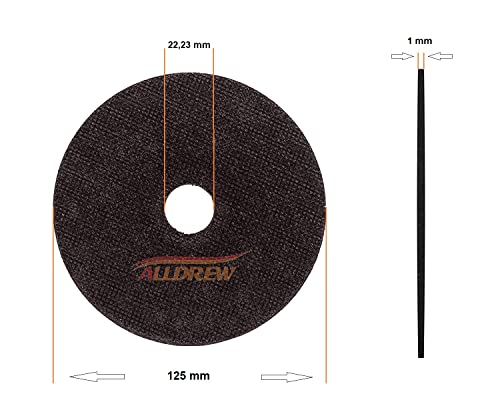 50x Metall Trennscheiben 125 mm 1,0 mm – extra dünne Flexscheibe für Winkelschleifer & Flex, Metall, Stahl, Edelstahl INOX, EN12413, ALLDREW