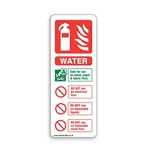 Cartel de identificación para extintor de agua, 100 mm x 280 mm, adhesivo