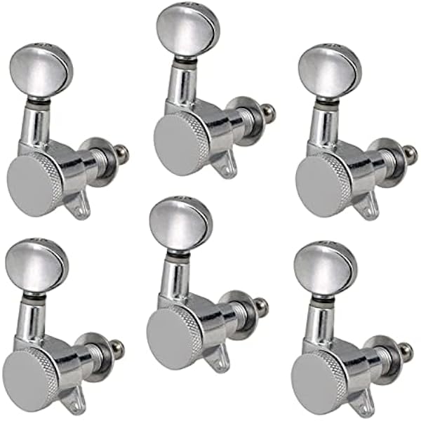 Tuner 6 sztuk Gitara String Tuning Peg Tuner Machine Heads Gałki - Blokada String Set for Electric Guitar -Silver 6 na prawo Gitara Stemmers