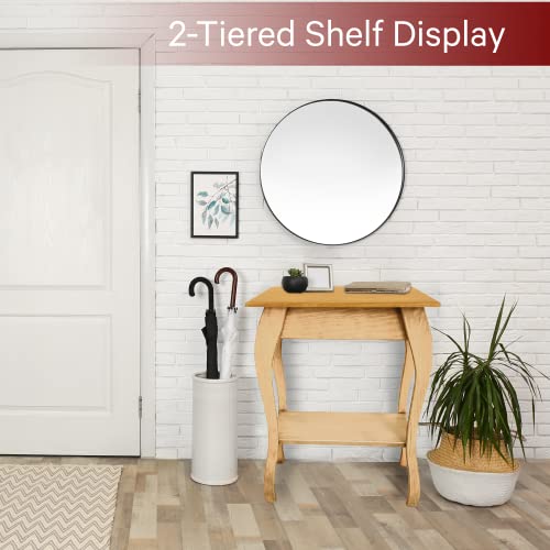 Peaceful Classics Wooden End Table- Amish Handmade Slim Side Table For Living Room, Bedroom, Entry Way, & Hallway, Thin Narrow End Table With 2-Tiered Shelves For Display & Storage, Unfinished #TOP4