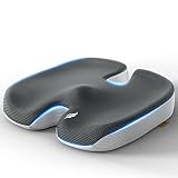 TOP COMFORT Memory Foam Seat Cushion, Gel Enhanced Orthopedic Coccyx Pad for Tailbone Pain, Non Slip