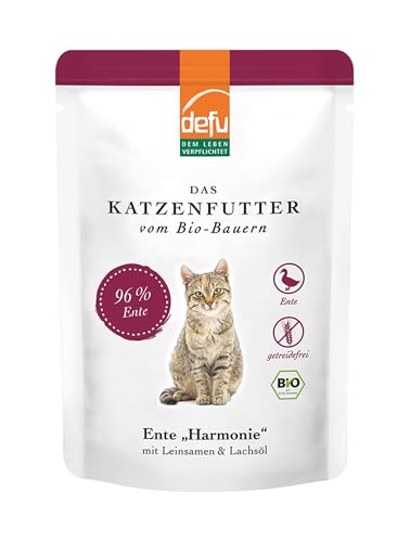 defu Katzenfutter | 12 x 85 g | Bio Ente Harmonie Nassfutter | Premium Bio Katzenfutter | Pate für Katzen