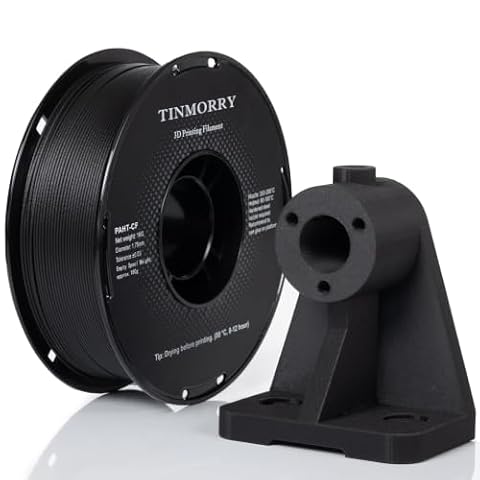TINMORRY Carbon Fiber PAHT Filament 1.75mm, PAHT-CF 3D Printing Filament with Exceptional Heat Resistance, Compatible with Bambu LAB FDM 3D Printers, 1 KG 1 Spool, Black