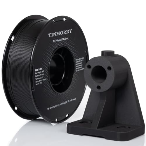 TINMORRY Carbon Fiber PAHT Filament 1.75mm, PAHT-CF 3D Printing Filament with Exceptional Heat Resistance, Compatible with Bambu LAB FDM 3D Printers, 1 KG 1 Spool, Black