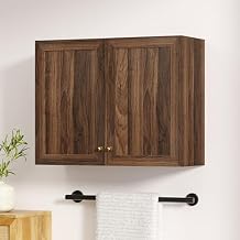 Laundry Room Cabinet Bathroom Wall Mounted Storage Cabinets Medicine Cabinet with Adjustable Shelves Floating Cupboard Kitchen Organizers Pantry Cabinets for Living Room, Brown