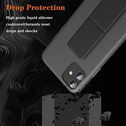 Case For Redmi Note 11 4G Phone Case, Stand Case With Tempered Glass Screen Protector Hidden Folding Kickstand Shockproof Protective Cover Silicone Tpu Case For Redmi Note 11 4G (Black) #TOP3