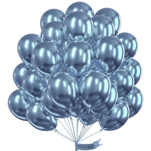 PartyWoo Metallic Midnight Blue Balloons, 50 pcs 12 Inch Metallic Blue Balloons, Navy Blue Metallic Balloons for Balloon Garland or Balloon Arch as Party Decorations, Birthday Decorations, Blue-G131