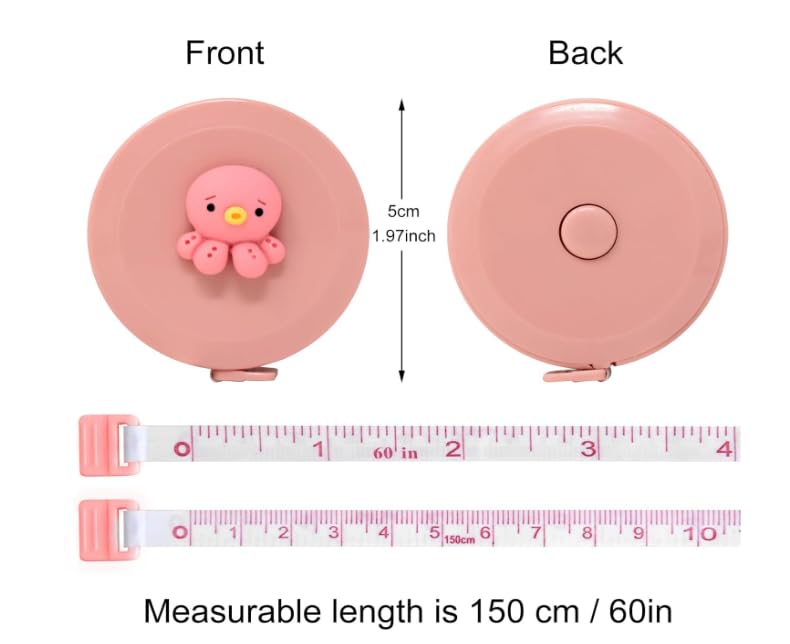 Image of HAPPY KIDS Cute Cartoon Measuring Tape for Kids & Tailoring (150 cm / 60 Inch) | Soft Measuring Scale with Animal Design | Portable Sewing & Body Measurement Tape RANDOM DESIGN 2 PC