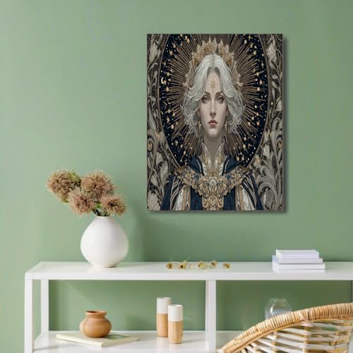 Tableau toile femme cheveux argentés 80x120cm sans cadre or - 3