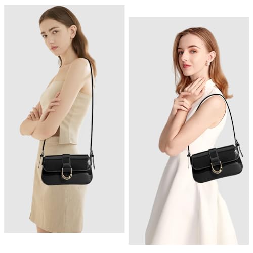Image of Womens Shoulder Bag, Womens Crescent Shoulder Bag Y2K Crescent Purse Black Bag Shoulder Bag Small Hobo Purse