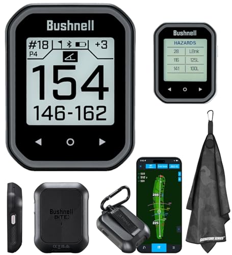 Bushnell Golf Phantom 3 Slope GPS Handlheld (Black) | 38 000+ Courses Slope Compensation Hazard Info Distance Calculator Scorekeeping Magnet Mount Touchscreen | Signature Series Golf Towel