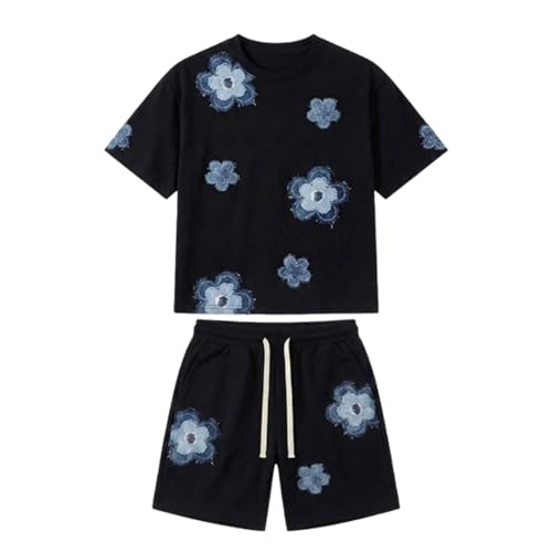Ensemble homme imprimé floral noir et blanc ensemble moderne quotidien