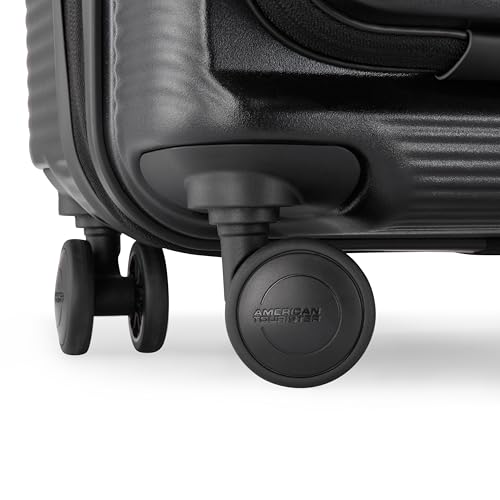 Image of American Tourister Robotech FTL | Cabin Trolley Bag (55 cm) | 360 8 Wheel Travel Luggage with Laptop Compartment|Hard Luggage Polycarbonate Suitcase|Recessed TSA Lock with USB|3 Years Warranty|Black