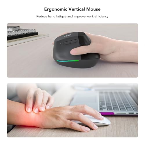 Image of KYSONA Wireless Ergonomic Mouse, Vertical Mouse, Bluetooth Ergo Mouse, Quiet Click, 5 Level Adjustable DPI(800 /1200 /2400 /2400 /4000), Rechargeable 2.4G Mice Computer, PC, Mac, Laptop, Black