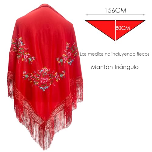 Variante de GenericMantón Bordado Flamenco Rojo Set 156×78 cm