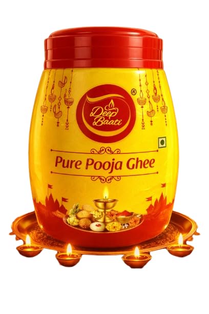Image of Pooja Ghee | Traditional Pooja Ghee for Diya and Religious Rituals | Puja Deepam Oil (Ghee for Pooja) Puja Ghee for Diya or lamp and Wicks or Batti | Non-Edible 500ML