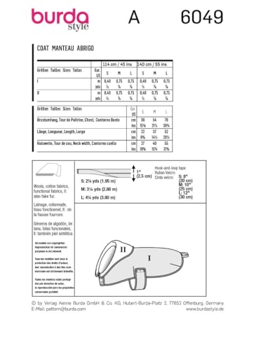 Burda B6049 Schnittmuster, Papier, Weiß, SML