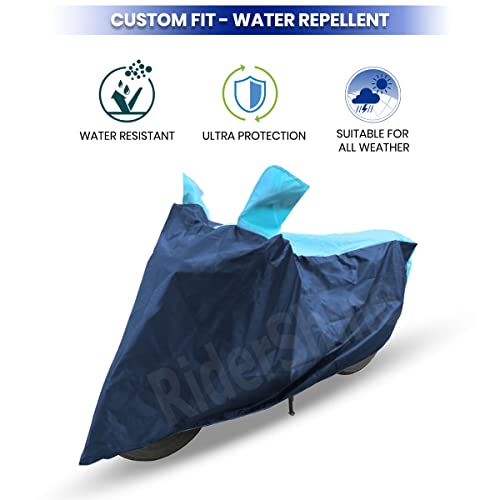 Image of All Weather Protection Scooty Bike Cover for CB Shine Large - Anti UV - Dustproof - Polyester Top of The Line Scooty Cover Blue Aqua