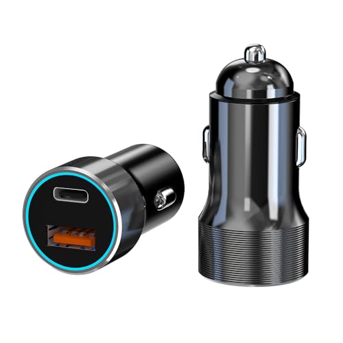 XZM C29 USB-C Car Charger 60W Fast Charging USB + Type-C Car Adapter a compact car phone charger for iPhone a must-have for road trips 5V-12V compatible (USB + Type-C)