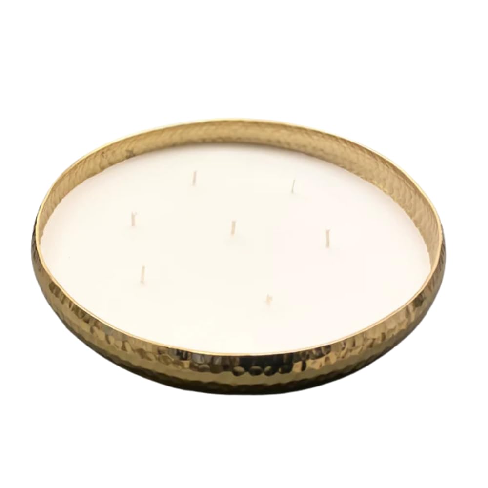Marco Paul Duftkerze mit 7 Dochten, groß, Gold-Vanille, gehämmerter Ton, Heimdekoration, Heimdekoration, luxuriöses Sojawachs, Herbstdekoration, 25 cm, Tafelaufsatz für den Esstisch