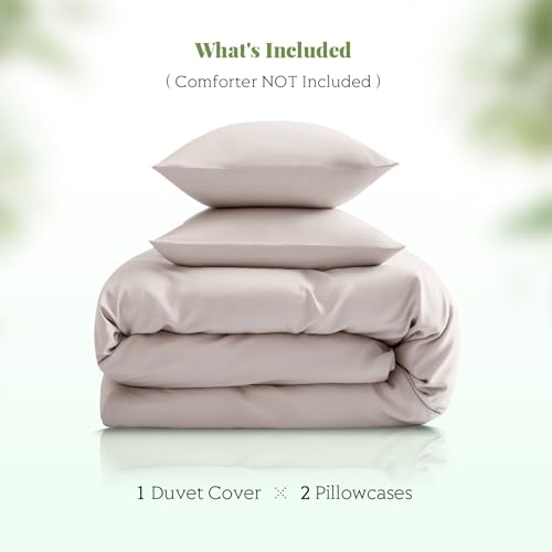 Full/Queen Duvet Cover Set, 100% Viscose Derived from Bamboo, 3 Pieces, 1 Zipper Closure Duvet Cover (90"x90") and 2 Pillowcases (20"x30") Cooling & Silky Soft (Light Pink)
