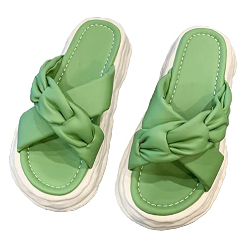 Chinelos de Verão Cruzados, Chinelos de Praia Com Tira Cruzada de Couro PU Elástico na Moda para Enc