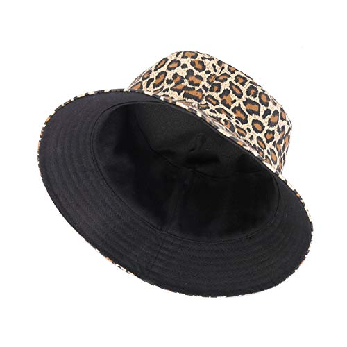 Unisex Bucket Hat Leopard Print Print Double-Side-Wear Reversible Black Sun Hat For Women Men, Packable Fisherman Hat For Teen, Summer Vacation Travel Beach Outdoor Wide Brim Cap #TOP2