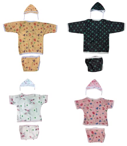 Image of TANGY Hosiery Newborn Baby Boy's and Baby Girls Jhabla Clothing Top Set(Pack of 4)