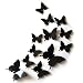 JYPHM 24PCS Butterfly Wall Decal Mural Stickers Removable Refrigerator Butterfly Wall Stickers 3D Wall Stickers for Kids Home Room Nursery DIY Decoration Wall Art Black