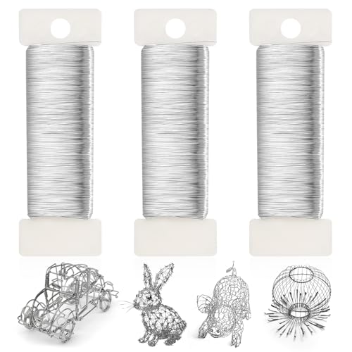 3 roleki drut do biżuterii, 0,3mm x 100m Cienki drut do majsterkowania, drut biżuteryjny srebrny do majsterkowania, drut do pereł, drut kwiaciarki do robótek ręcznych, bransoletki, naszyjniki