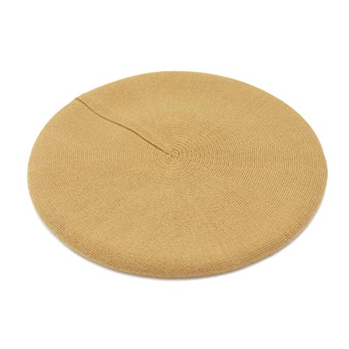 French Beret Hat,Reversible Solid Color Cashmere Beret Cap For Womens Girls Lady Adults (Camel) #TOP3