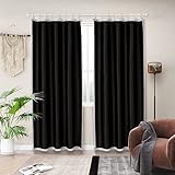 Melodieux 100% Blackout Curtain Liners for 84 Inches Long Sheers and Curtains, 2 Panels Set, Off White/Black, 50 by 80 Inch, Rings Included