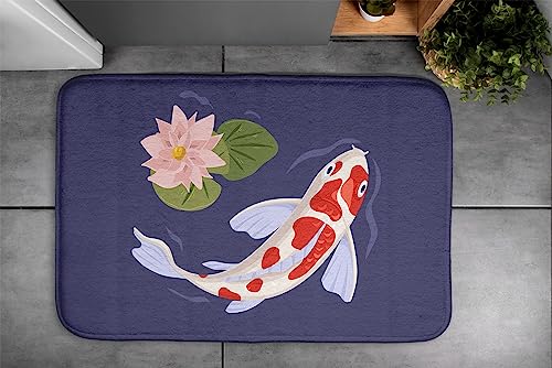 Tapis de salle de bains 75x45 cm rectangulaire antidérapant et imperméable motif Poisson Koi - 5