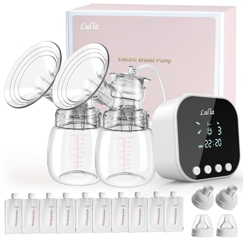 Lulia Double Electric Breast Pump, Breastfeeding Pump 4 Modes & 9 Levels, Low Noise, Anti-Backflow &...