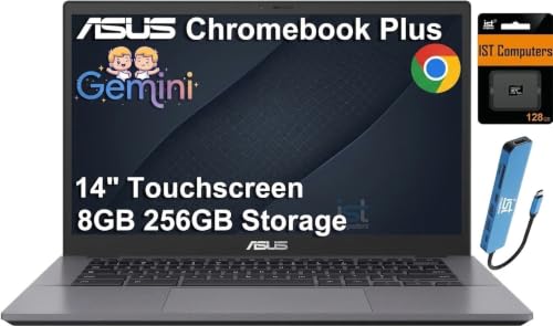 ASUS Chromebook Plus CX34�A14�C���`�^�b�`�X�N���[���AIntel i5-1315U�A8GB RAM�A256GB�B | 128GB�X�g���[�W + 128GB SD�J�[�h�AFHD�A�G���^�[�v���C�Y�r�W�l�X�p���b�v�g�b�v�A�w���A1080